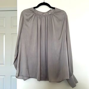 H&M - Dark Khaki Green Satin Blouse